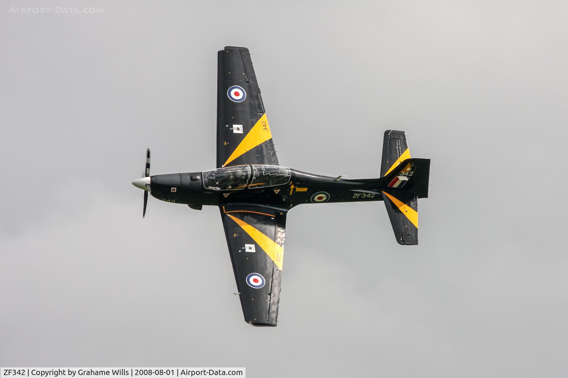 ZF342, 1991 Short S-312 Tucano T1 C/N S106/T77, Shorts Tucano T1 ZF342 1 FTS RAF, M6 Pass 1/8/08