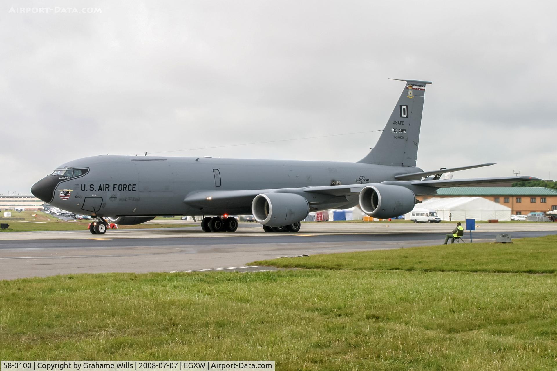 58-0100, 1958 Boeing KC-135R Stratotanker C/N 17845, Boeing KC-135R 58-0100 351 ARS 100 ARW USAF, Waddington 7/7/08