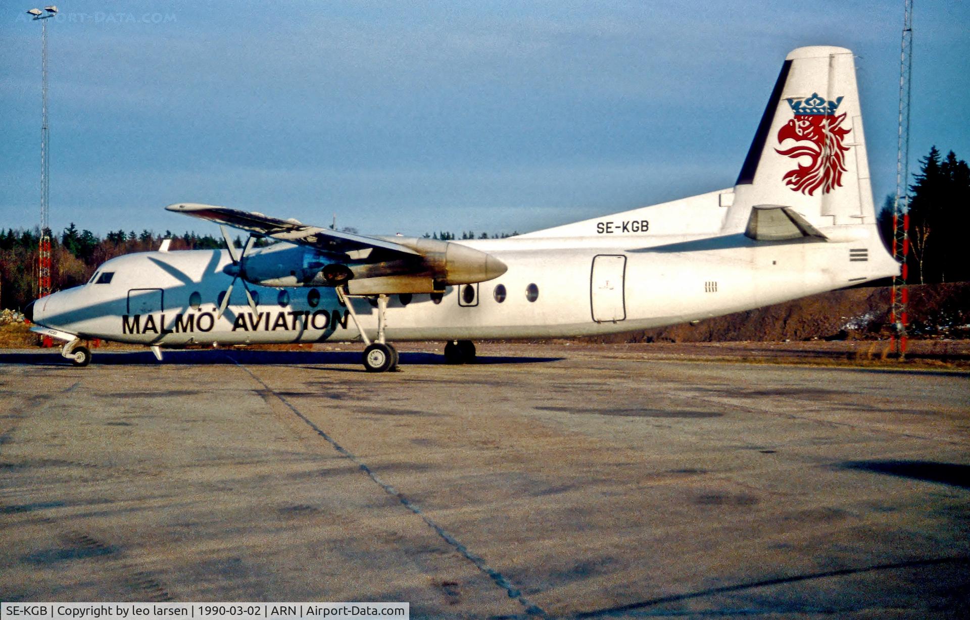 SE-KGB, 1967 Fairchild Hiller FH-227B C/N 564, Stockholm Arlanda 2.3.1990