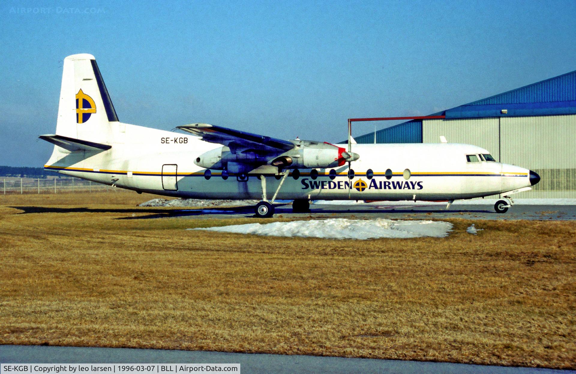SE-KGB, 1967 Fairchild Hiller FH-227B C/N 564, Billund 7.3.1996
