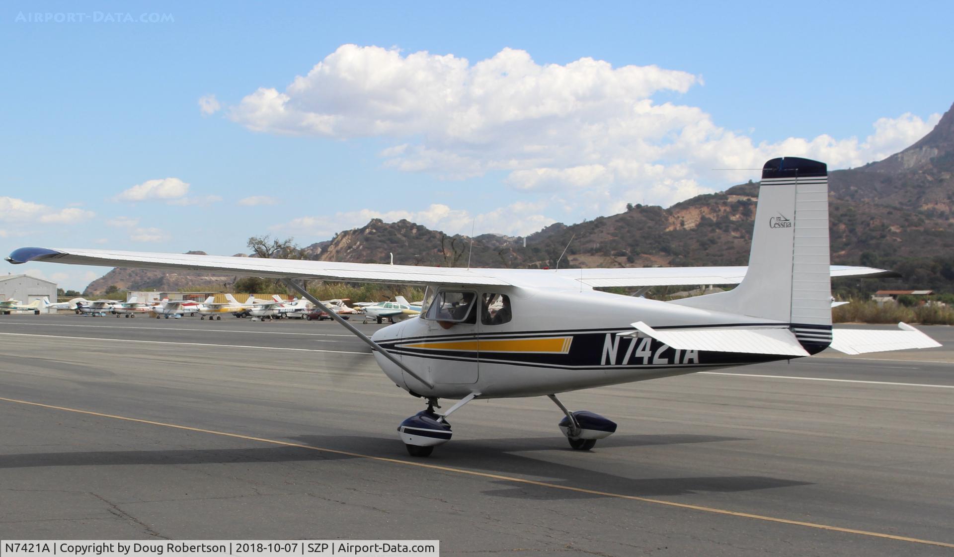 N7421A, 1956 Cessna 172 C/N 29521, 1956 Cessna 172, Continental O-300-A 145 Hp, taxi back