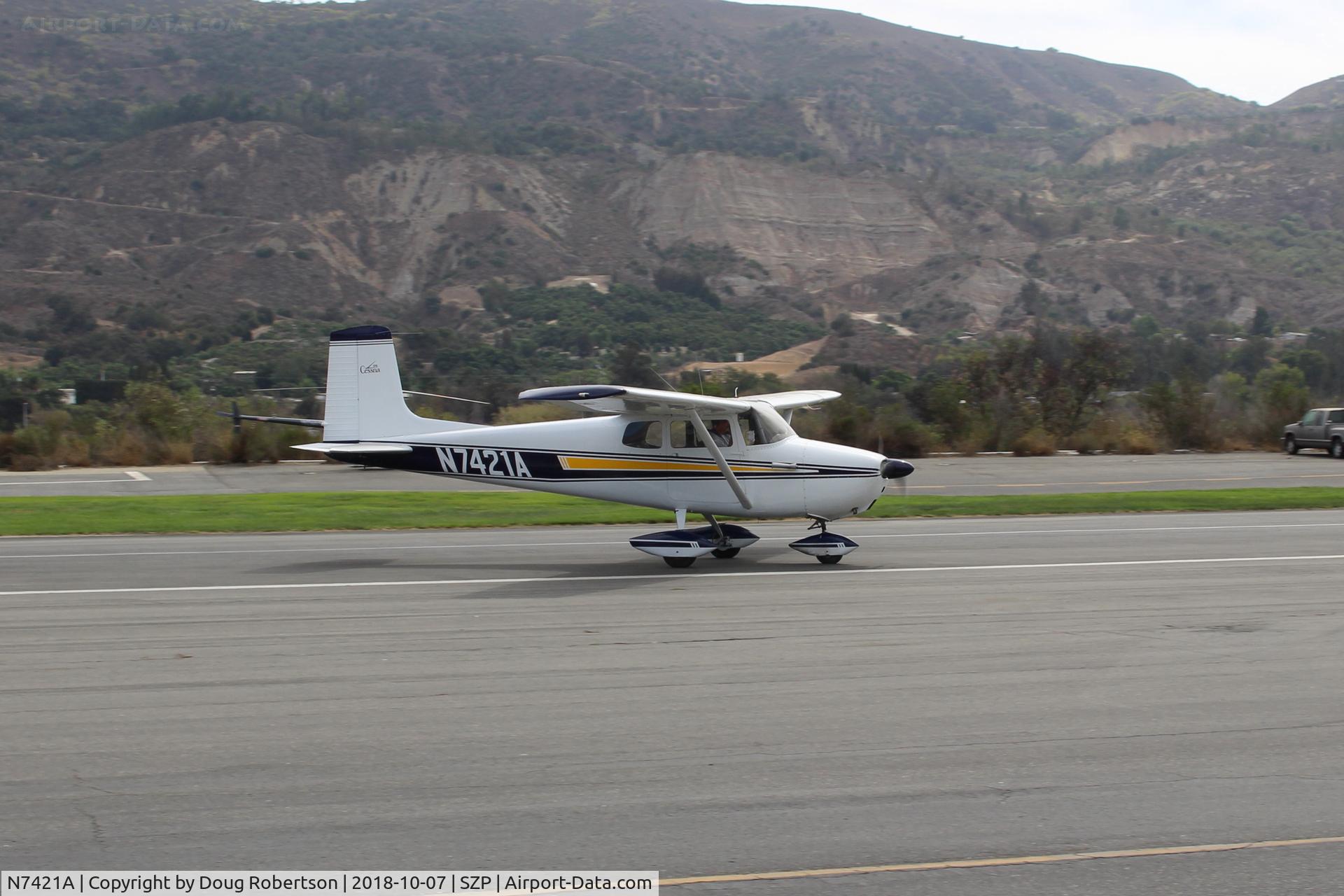 N7421A, 1956 Cessna 172 C/N 29521, 1956 Cessna 172 Continental O-300-A 145 Hp 6 cylinder, taxi off the active