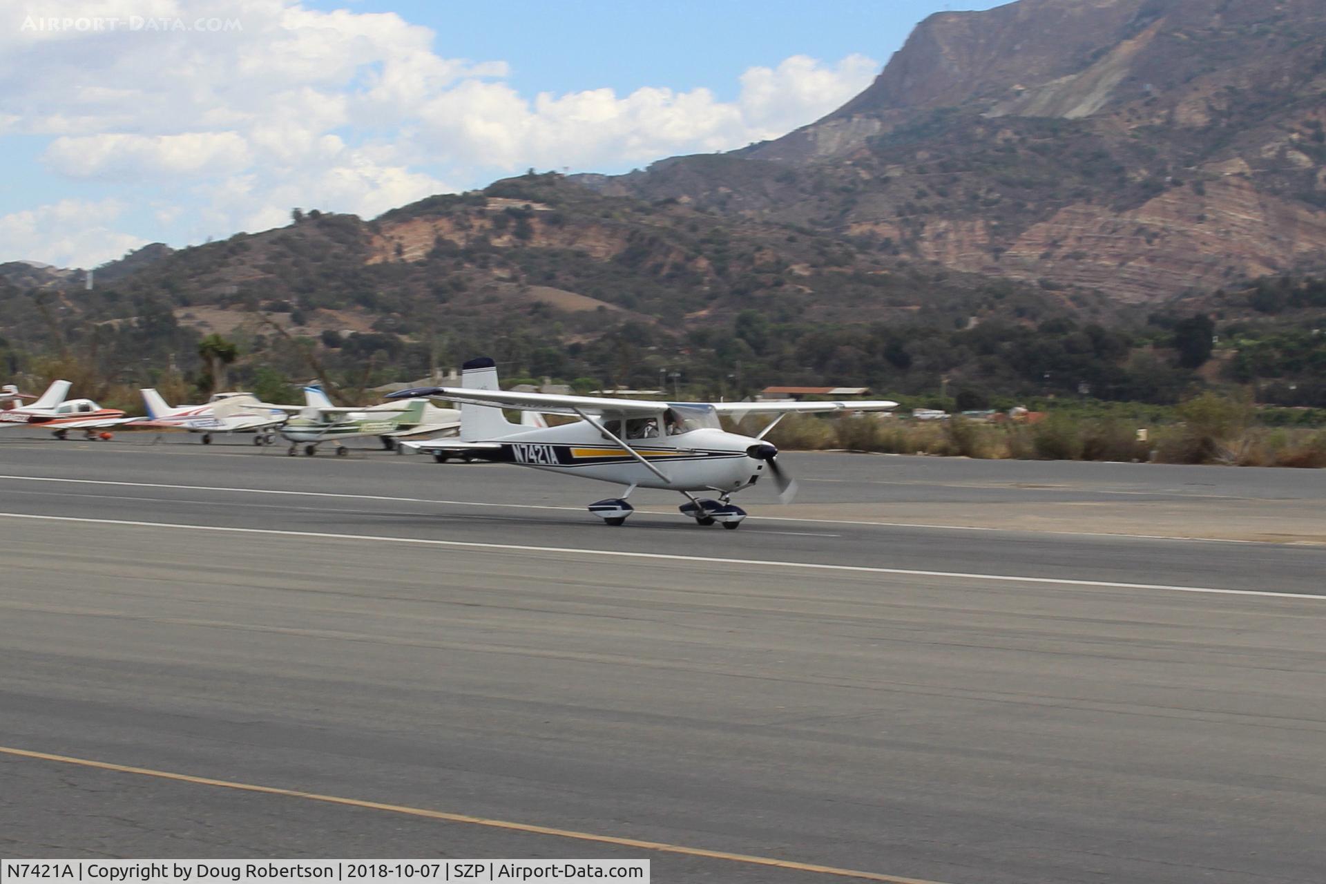 N7421A, 1956 Cessna 172 C/N 29521, 1956 Cessna 172, Continental O-300-A 145 Hp, landing roll Rwy 22