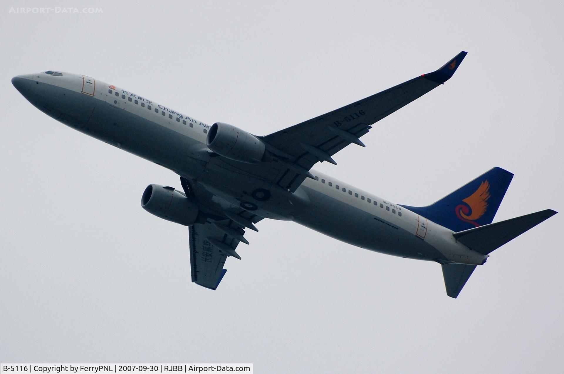 B-5116, 2005 Boeing 737-8FH C/N 29672, Chang An Airlines B738 departing KIX