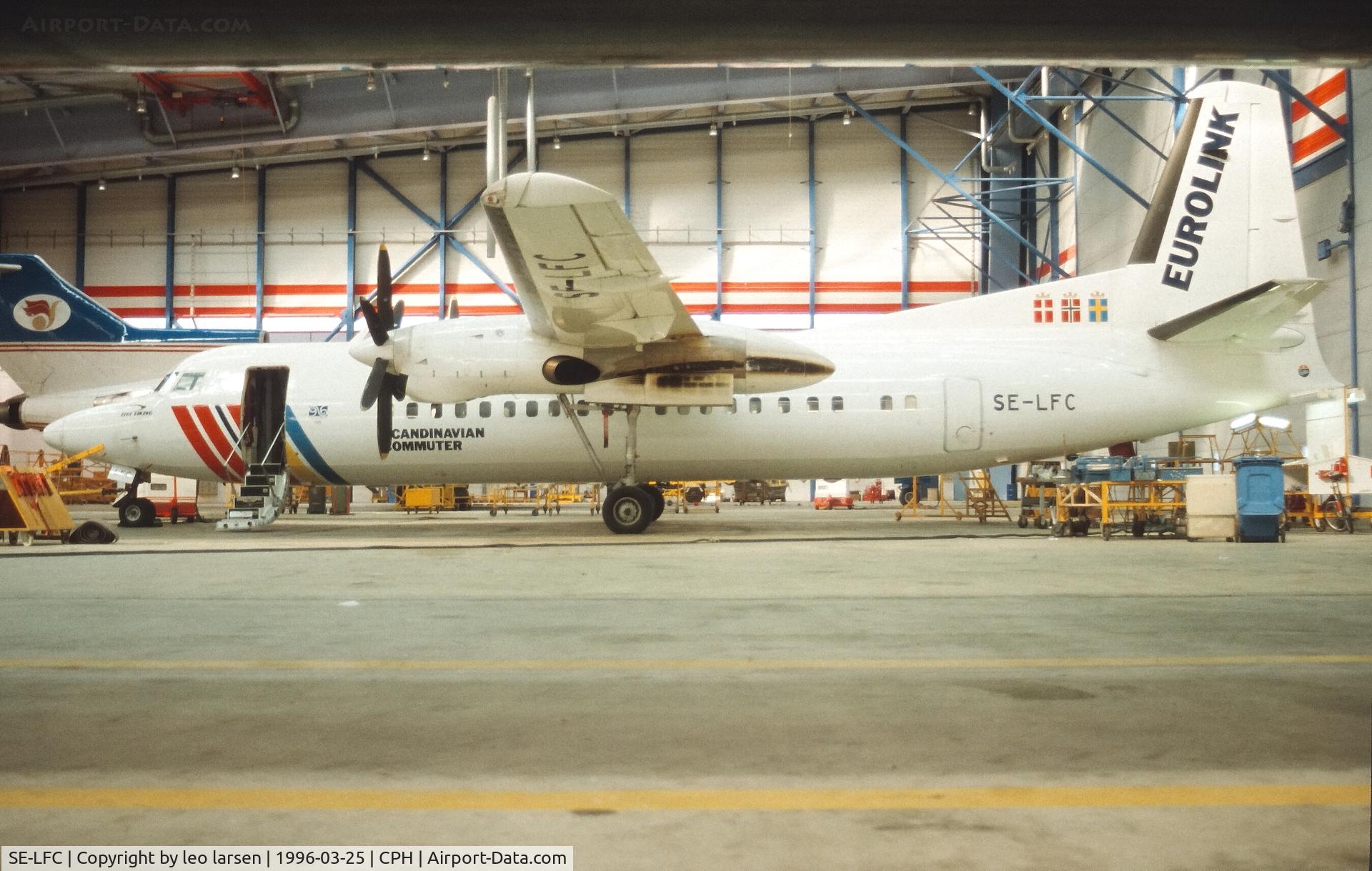 SE-LFC, 1990 Fokker 50 C/N 20187, Copenhagen 25.3.1996 in HG 243