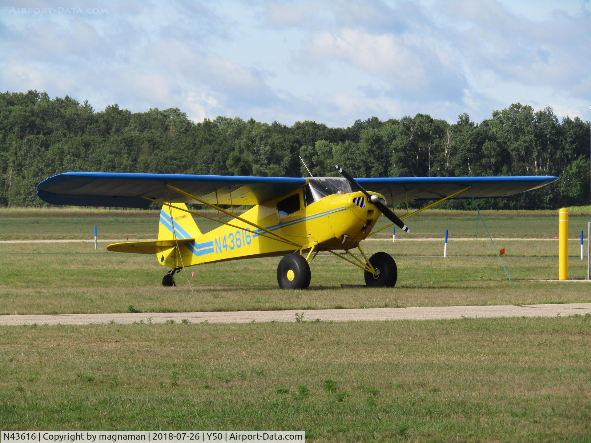 N43616, 1946 Taylorcraft BC12-D C/N 7275, old yellow taylorcraft - nice