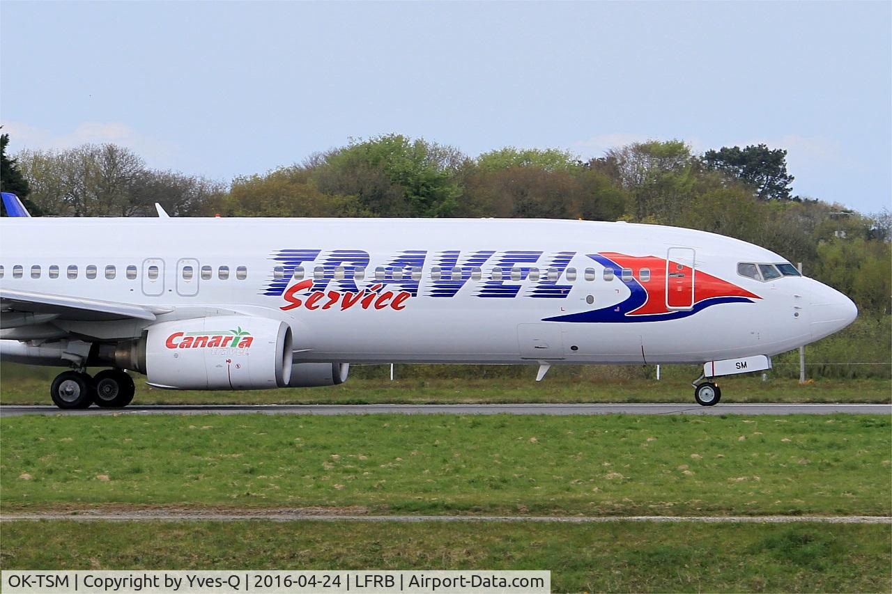 OK-TSM, 2007 Boeing 737-9GJ/ER C/N 34952, Boeing 737-9GJER, Taxiing to holding point rwy 25L, Brest-Bretagne airport (LFRB-BES)