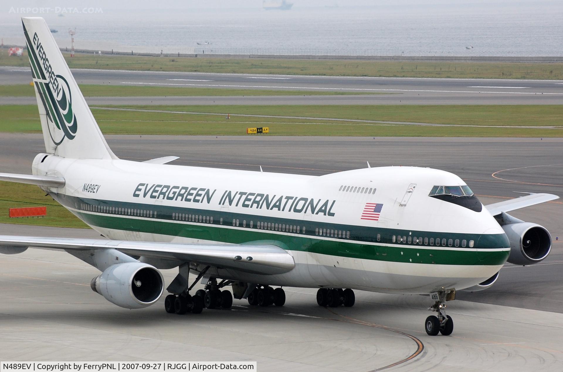 N489EV, 1986 Boeing 747-230SF C/N 23393, Evergreen B742 freighter, frame stored MZJ since 2012.