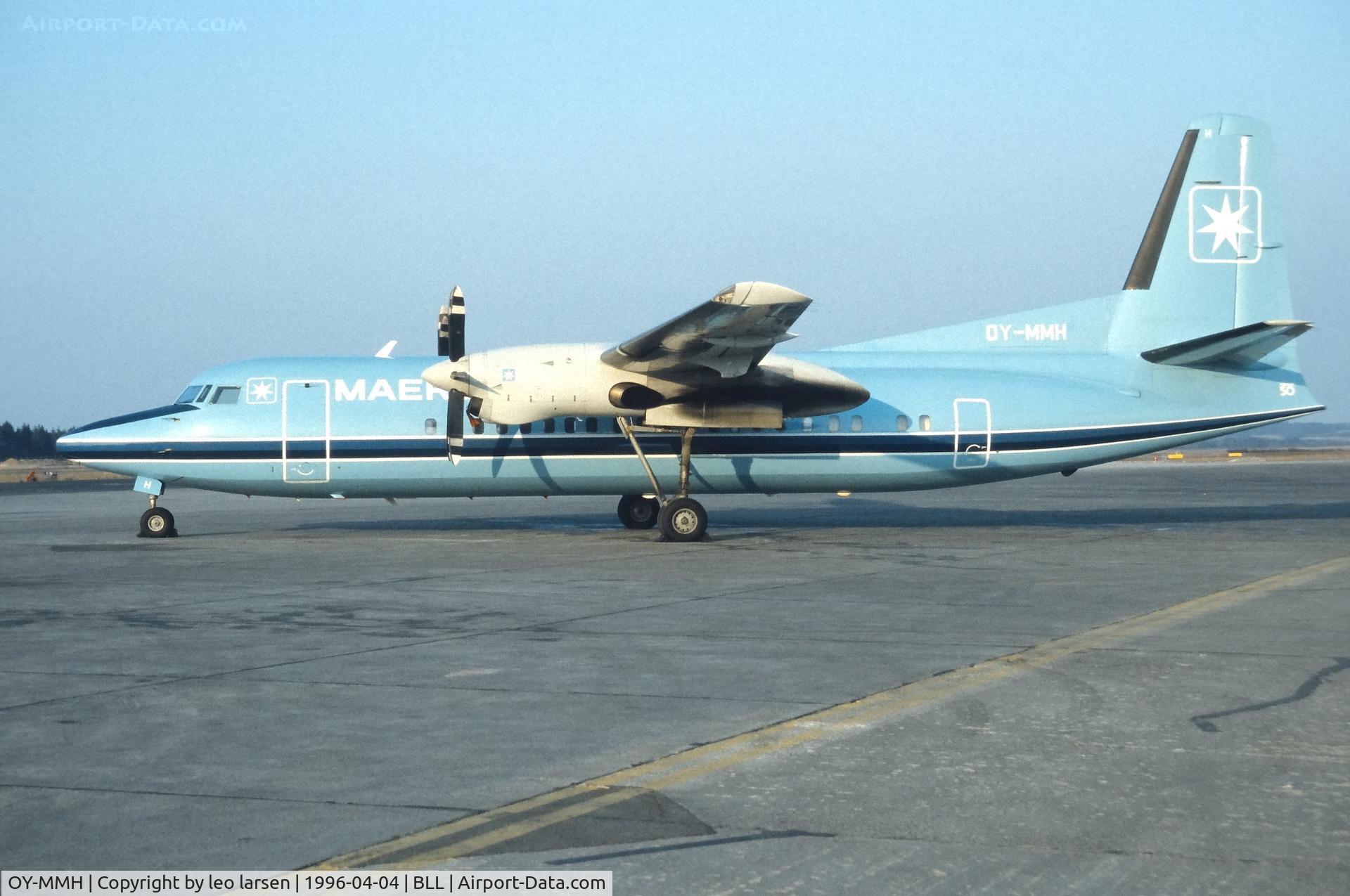 OY-MMH, 1988 Fokker 50 C/N 20125, Billund 4.4.1996