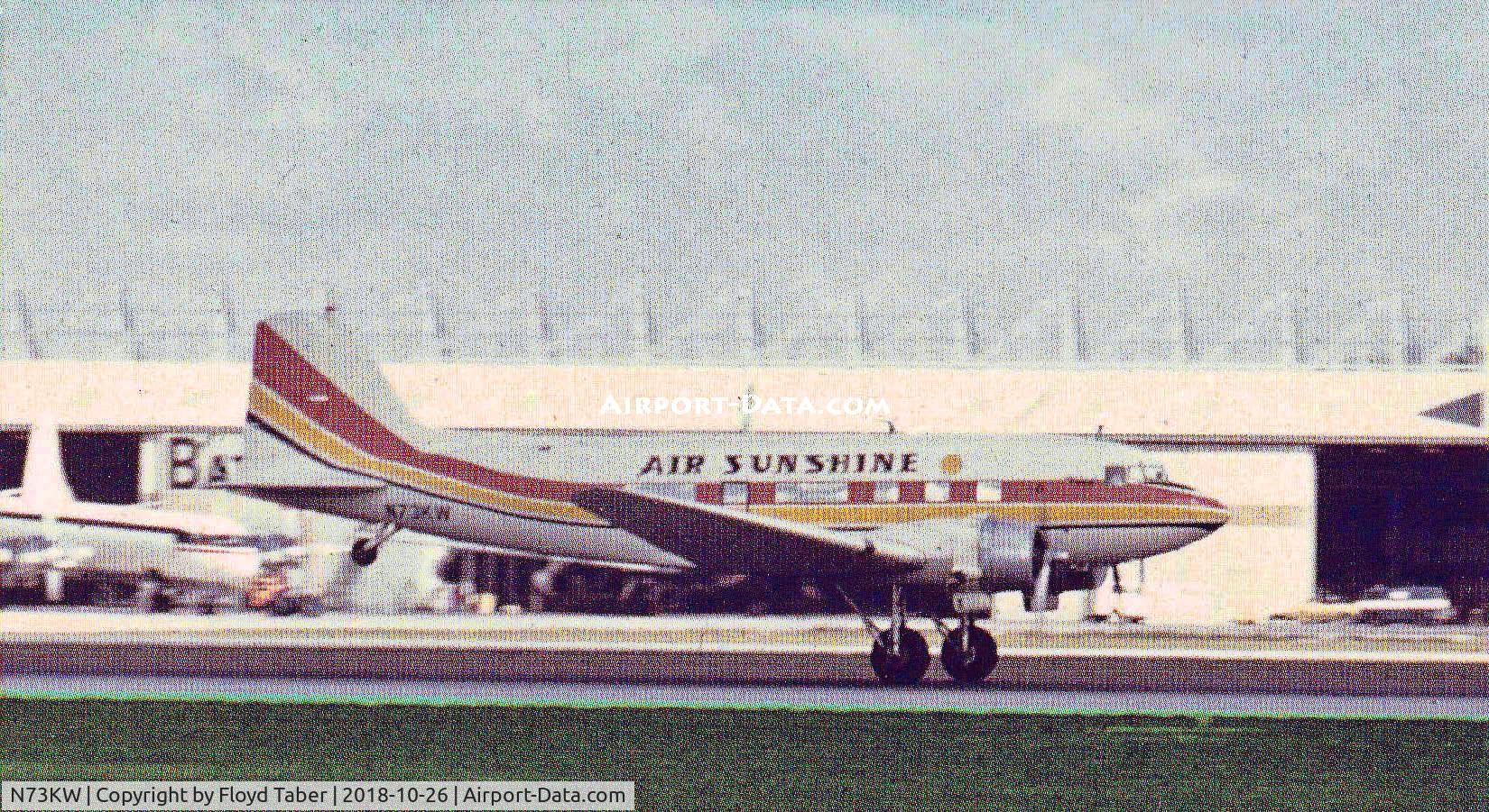 N73KW, Douglas DC-3C C/N 2252, old postcard