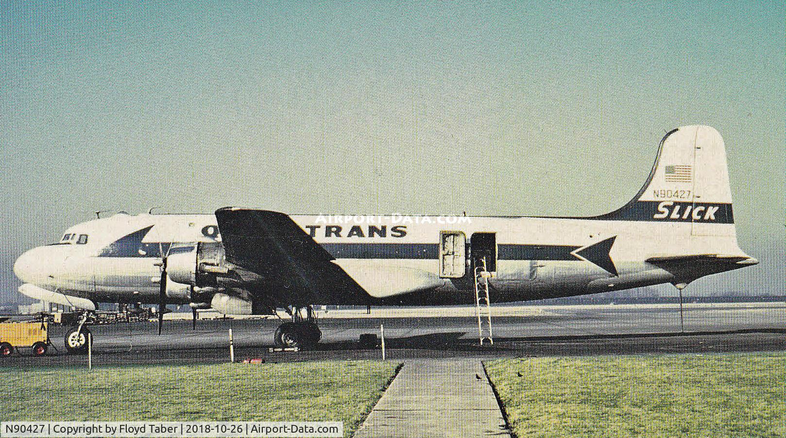 N90427, 1949 Douglas C-54B Skymaster C/N 10445, old postcard