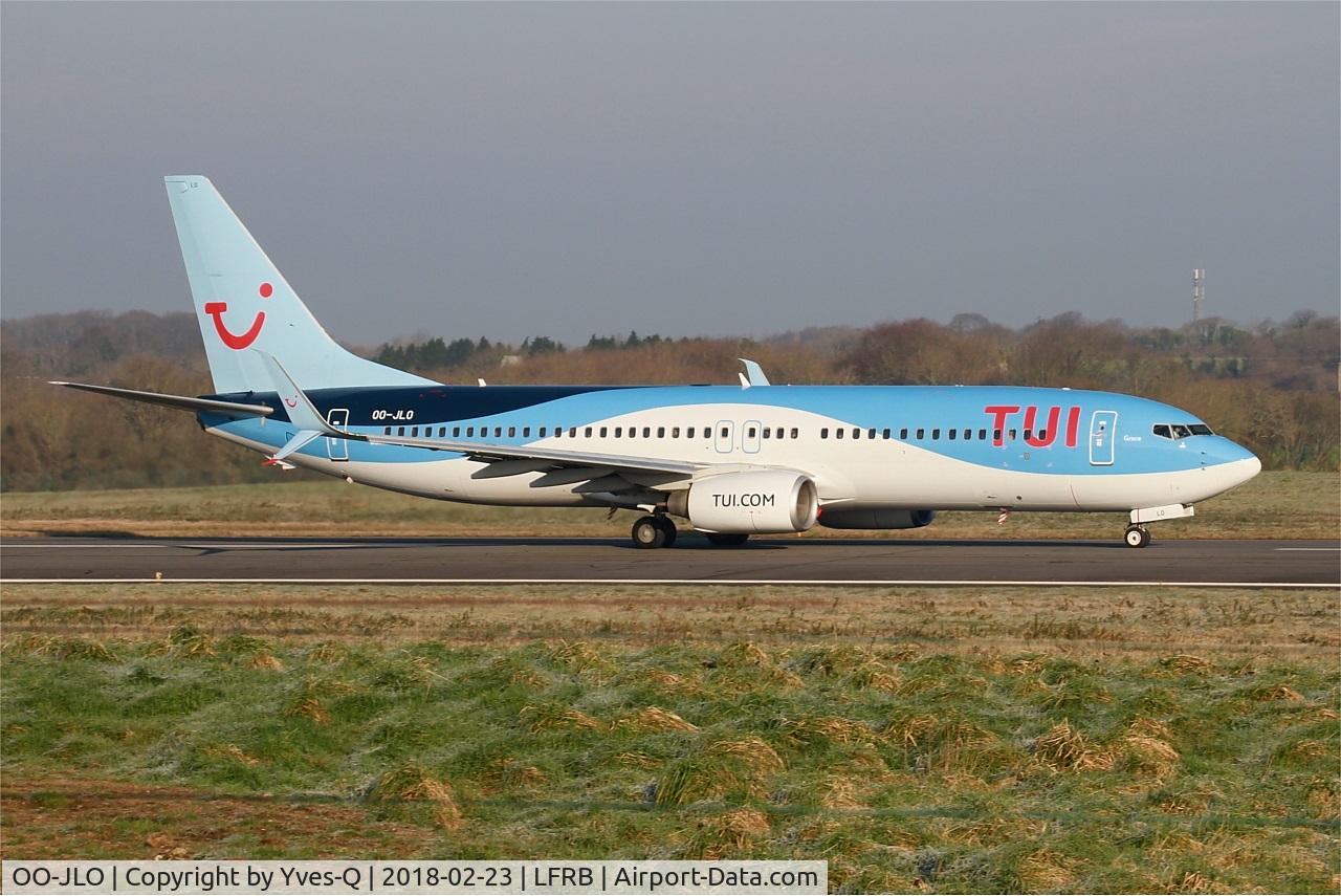 OO-JLO, 2007 Boeing 737-8K5 C/N 34692, Boeing 737-8K5, Take off run rwy 07R, Brest-Bretagne airport (LFRB-BES)