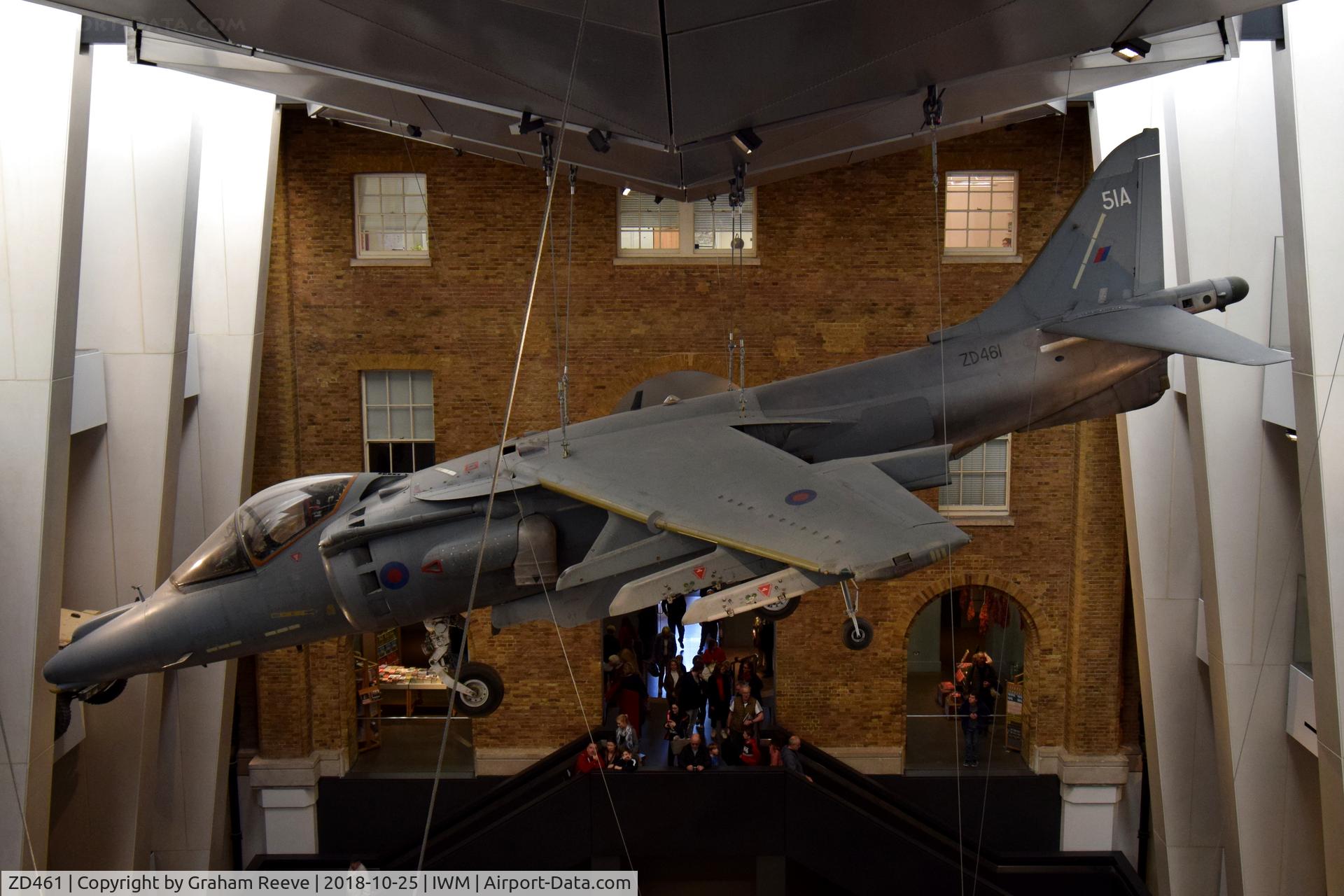 ZD461, 1989 British Aerospace Harrier GR.9 C/N P51, On display at the Imperial War Museum, London.