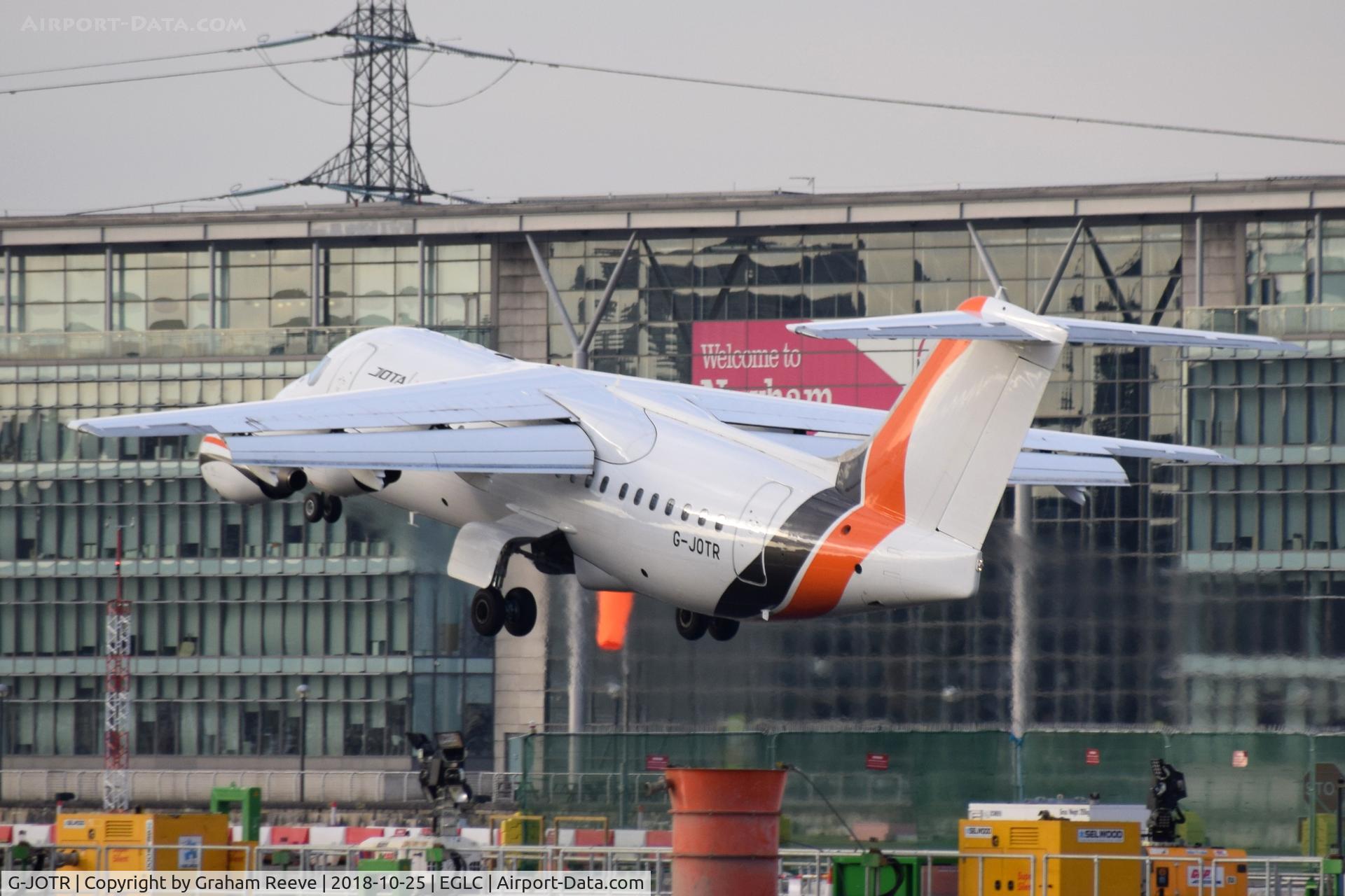 G-JOTR, 1996 British Aerospace Avro 146-RJ85 C/N E.2294, Departing from London City Airport.