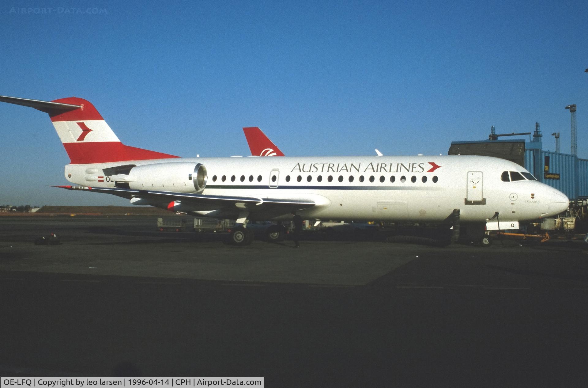 OE-LFQ, 1996 Fokker 70 (F-28-0070) C/N 11568, Copenhagen 14.4.1996 Brand new.