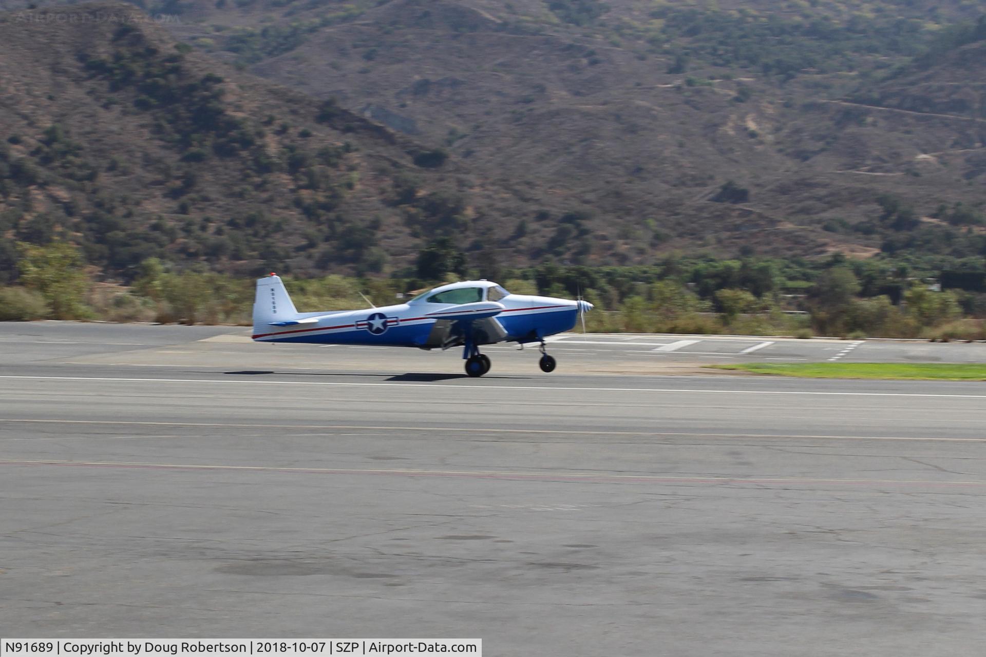 N91689, 1946 North American Navion (NA-145) C/N NAV-4-431, 1946 North American NAVION, Continental E-225 upgrade, departure takeoff roll Rwy 22
