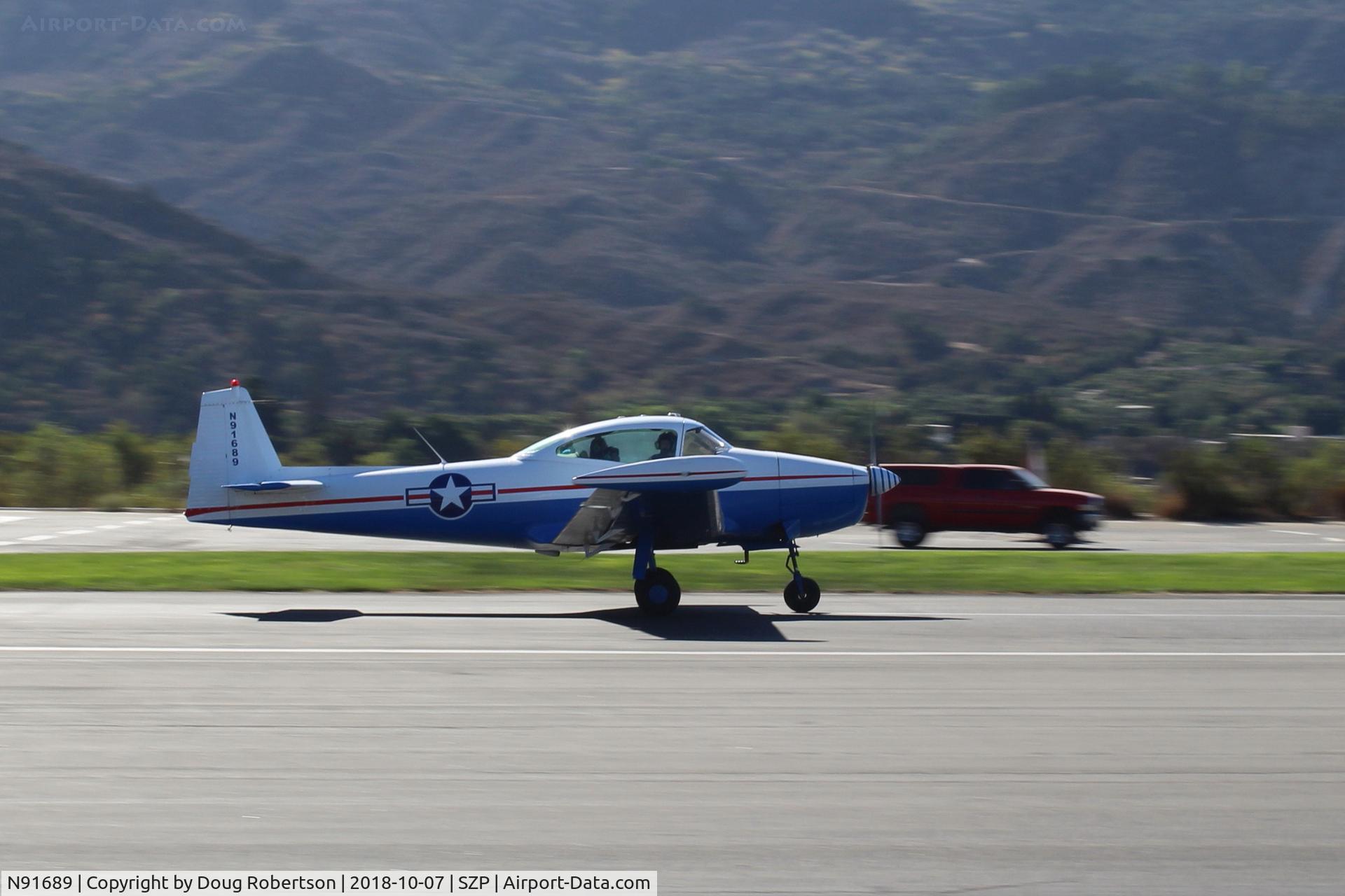 N91689, 1946 North American Navion (NA-145) C/N NAV-4-431, 1946 North American NAVION, Continental E225 upgrade, takeoff roll Rwy 22, Young Eagles flight