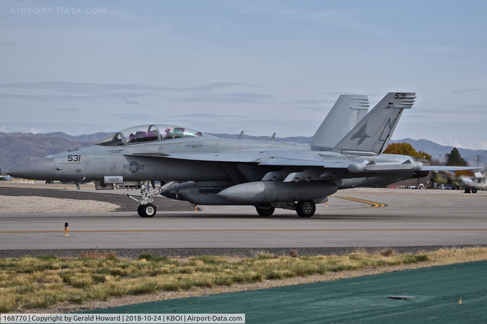 168770, Boeing EA-18G Growler C/N G-84, Taxiing to RWY 10R.  VAQ-134 