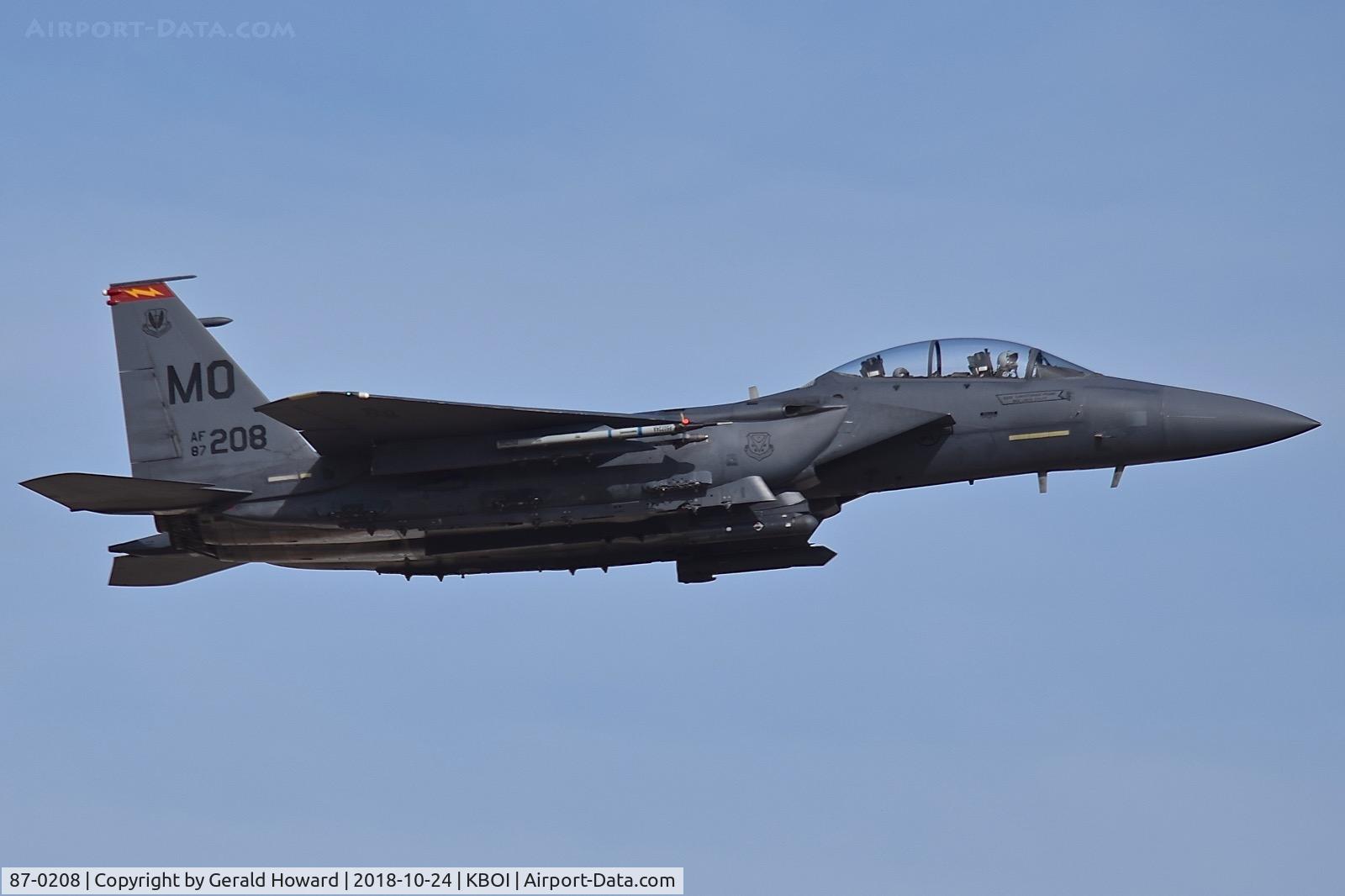 87-0208, 1987 McDonnell Douglas F-15E Strike Eagle C/N 1073/E048, 366th Fighter Wing, Mountain Home AFB, Idaho.