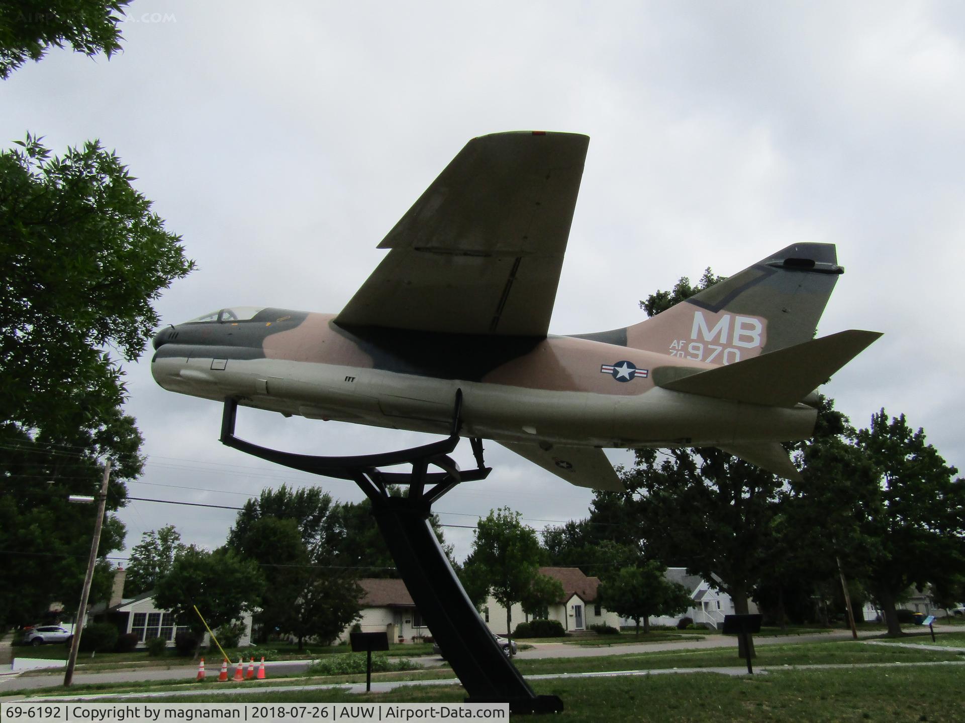 69-6192, 1969 LTV A-7D Corsair II C/N D-022, in play park next to airport