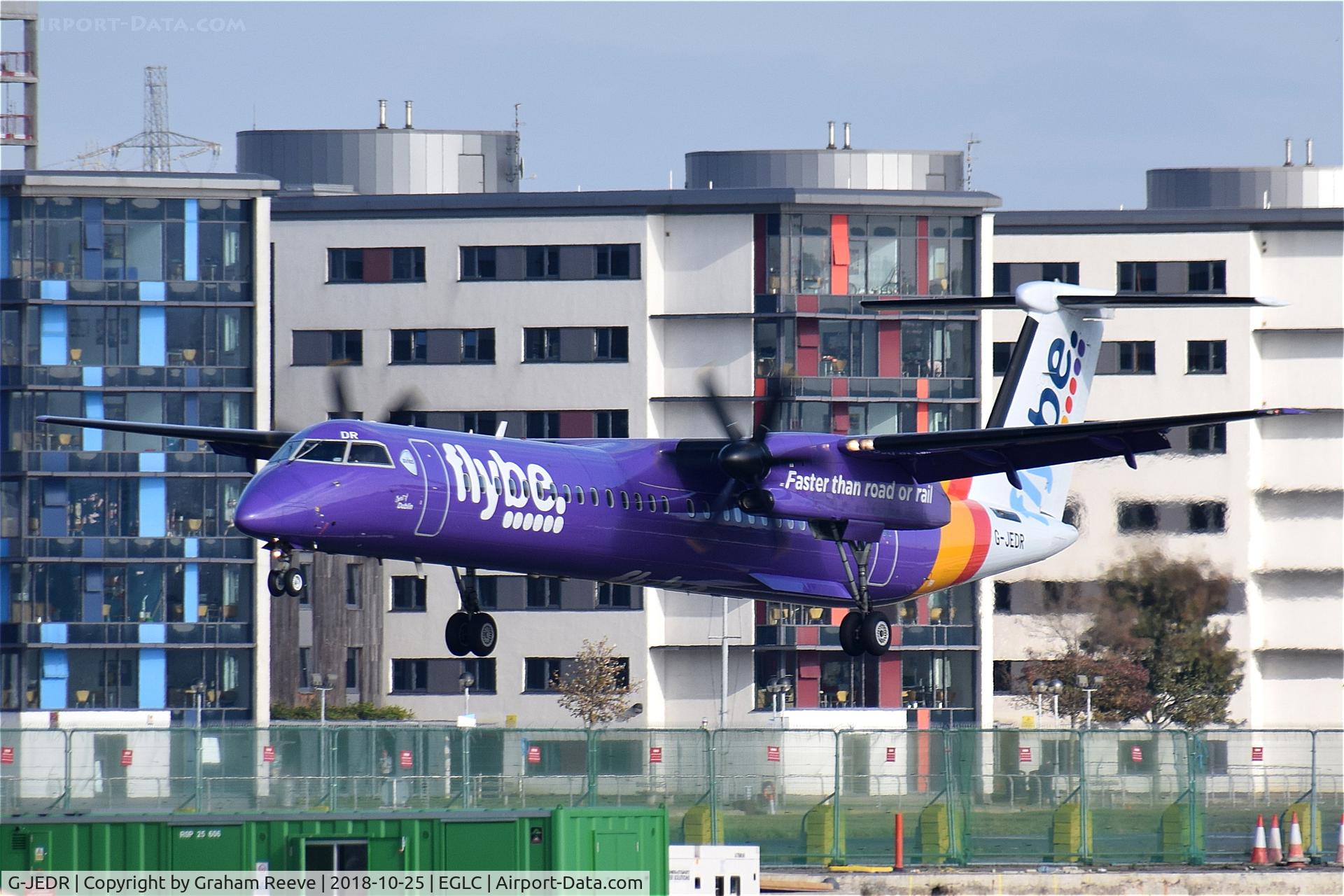 G-JEDR, 2003 De Havilland Canada DHC-8-402Q Dash 8 C/N 4087, Landing at London City Airport.