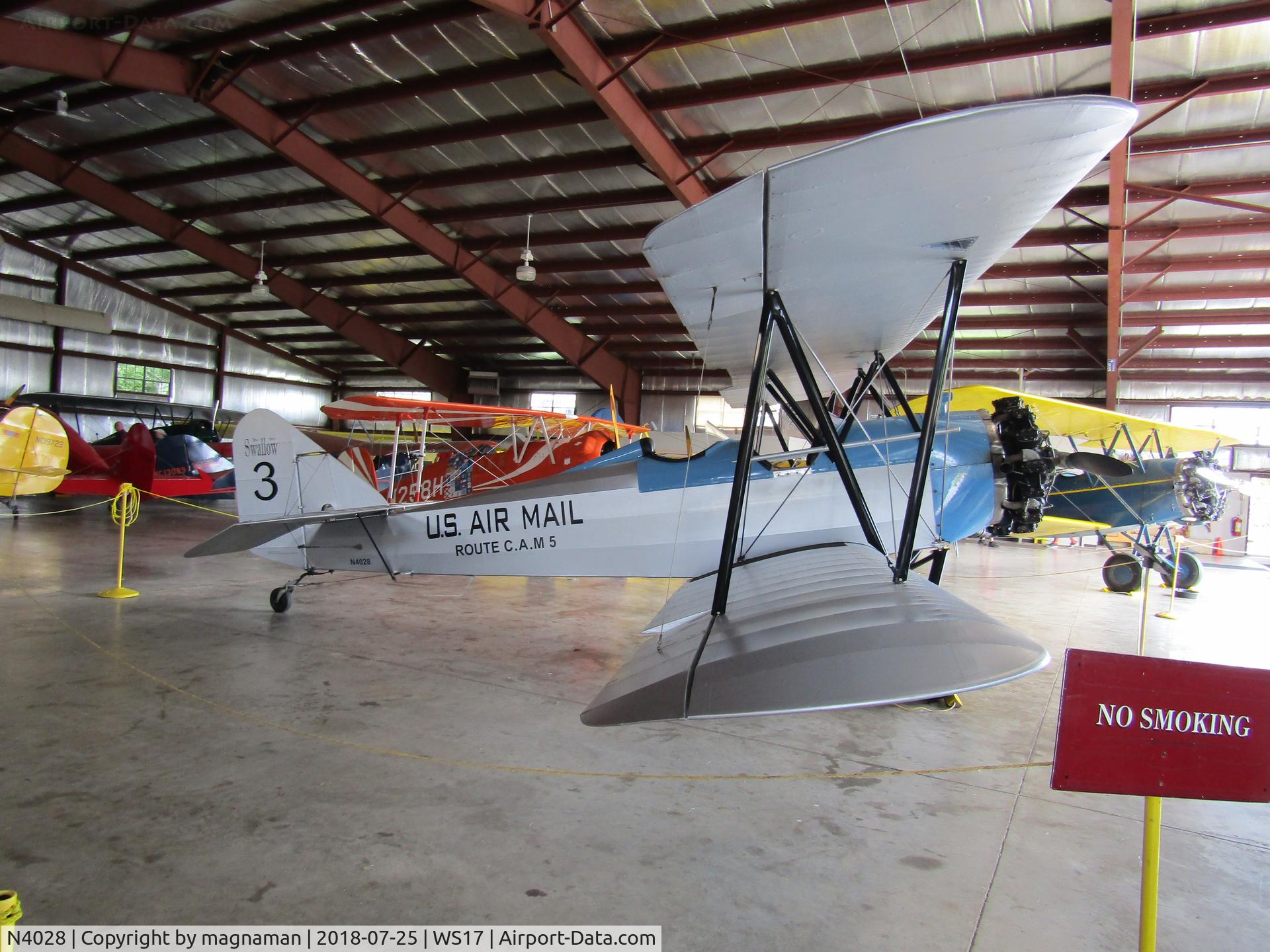 N4028, 1927 Swallow OX-5 Swallow C/N 899, hangar star