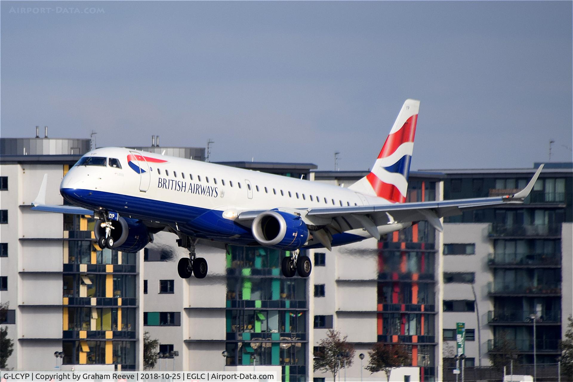 G-LCYP, 2011 Embraer 190SR (ERJ-190-100SR) C/N 19000443, Landing at London City Airport.