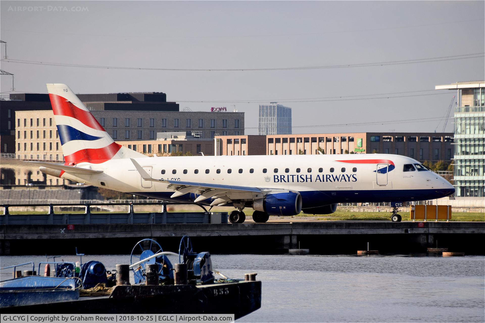 G-LCYG, 2009 Embraer 170STD (ERJ-170-100STD) C/N 17000300, About to depart from London City Airport.