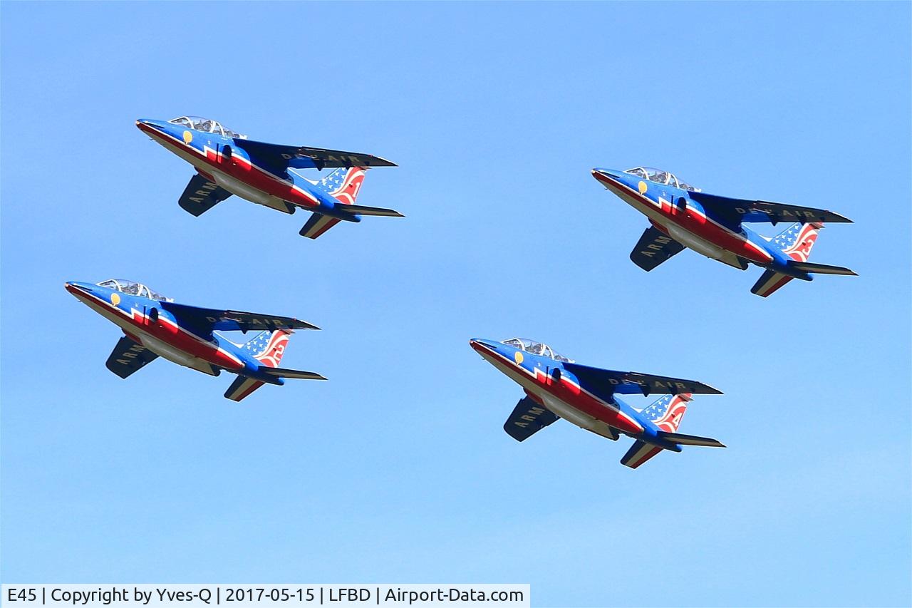 E45, Dassault-Dornier Alpha Jet E C/N E45, Dassault-Dornier Alpha Jet E (F-TETF), Leader of Patrouille de France 2017, Take off rwy 23, Bordeaux-Mérignac Air Base 106 (LFBD-BOD) Open day 2017