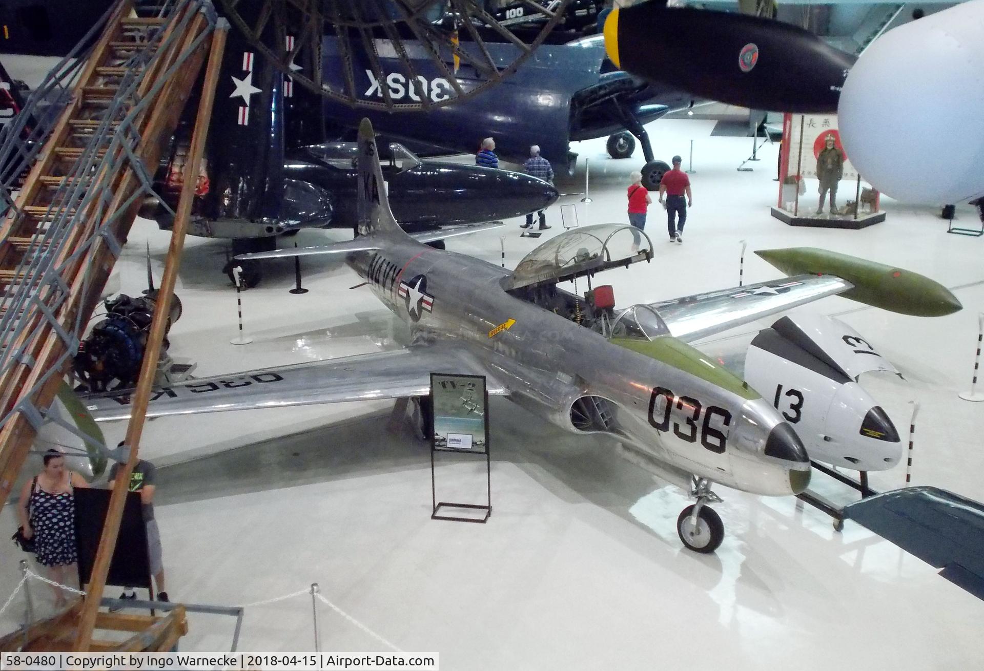58-0480, 1951 Lockheed T-33B Shooting Star C/N 580-6650, Lockheed T-33B (shown as TV-2) at the NMNA, Pensacola FL