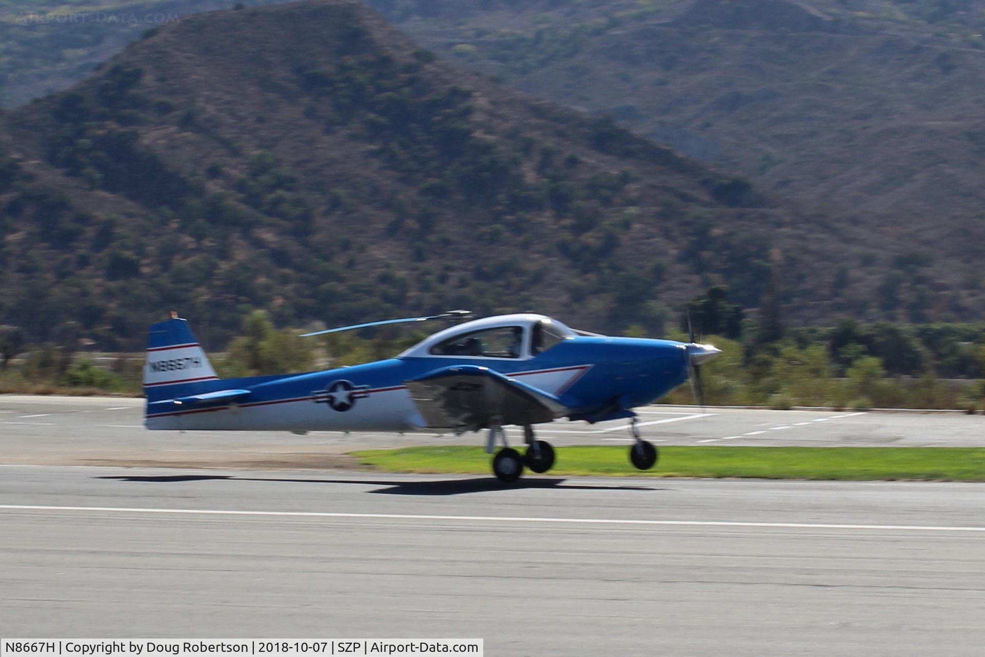 N8667H, 1947 North American Navion C/N NAV-4-667, 1947 North American NAVION, Continental IO-520 285 Hp upgrade, landing roll Rwy 22. Young Eagles flight.