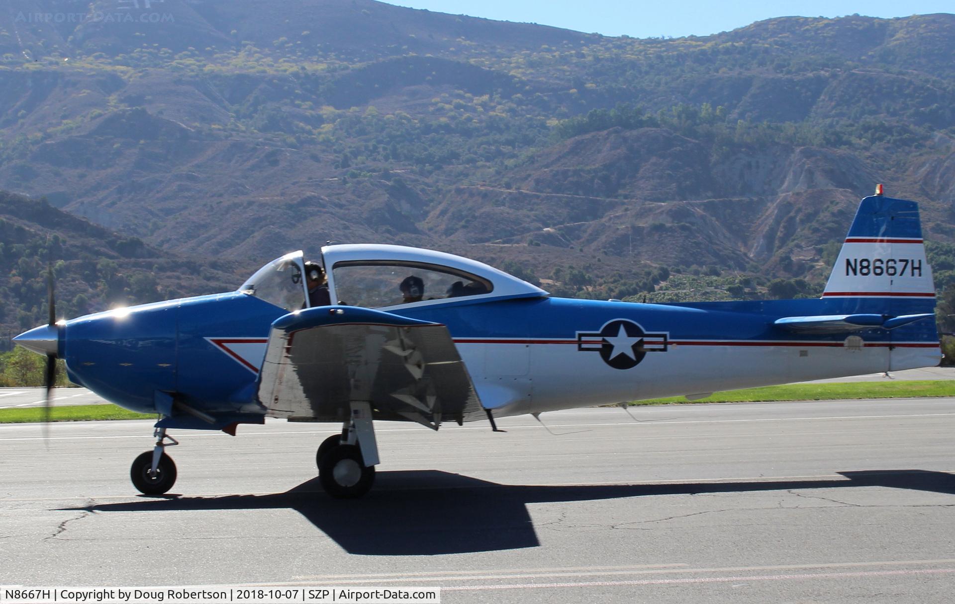 N8667H, 1947 North American Navion C/N NAV-4-667, 1947 North American NAVION, Continental IO-520 285 Hp upgrade, taxi to Rwy 22, Young Eagles flight