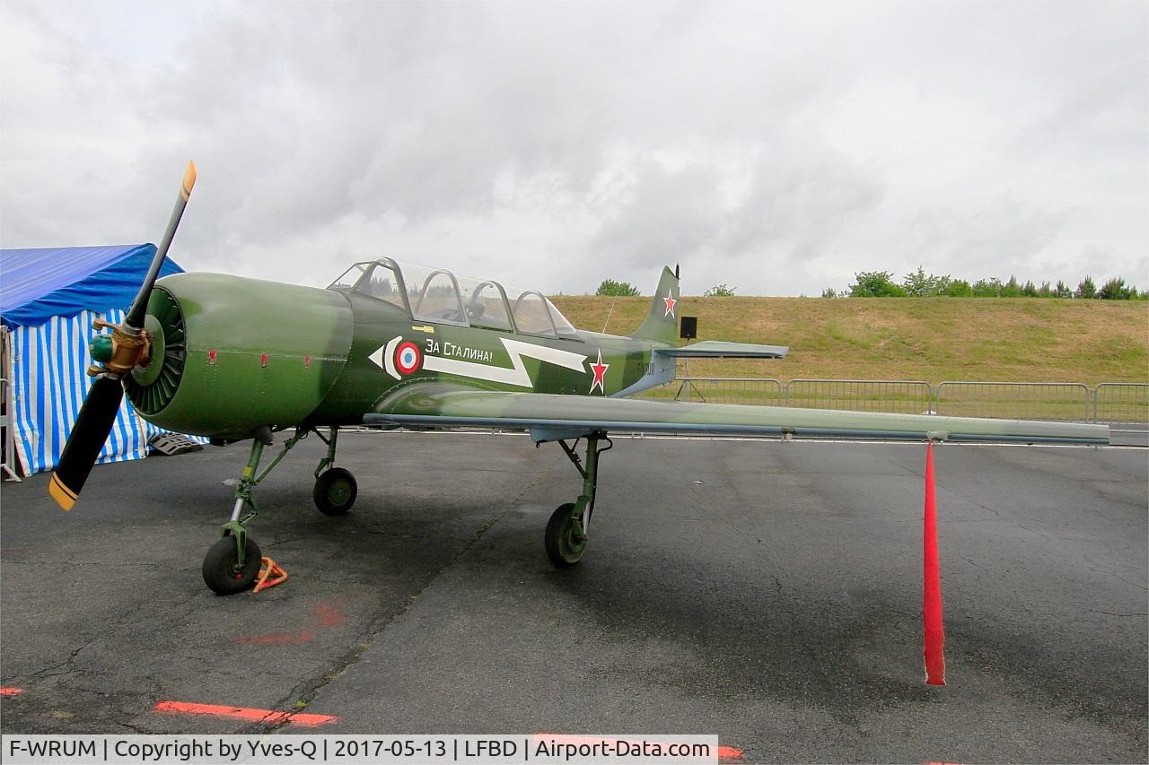 F-WRUM, 1988 Yakovlev Yak-52 C/N 889109, Yakovlev Yak-52, Displayed at Bordeaux-Mérignac Air Base 106(LFBD-BOD) Open day 2017