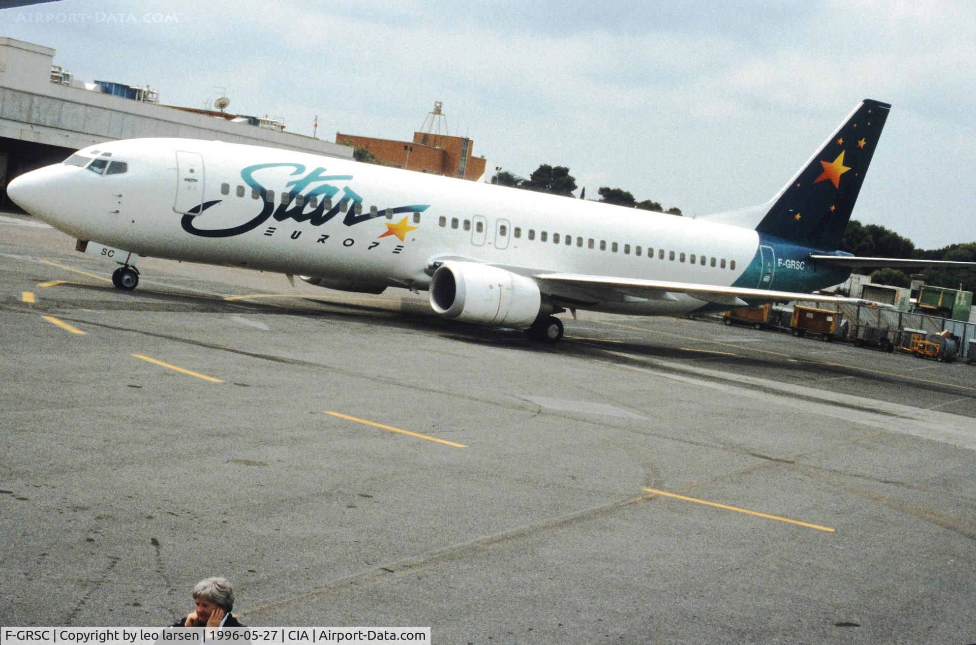F-GRSC, 1992 Boeing 737-497 C/N 25664, Rom Ciampino 27.5.1996