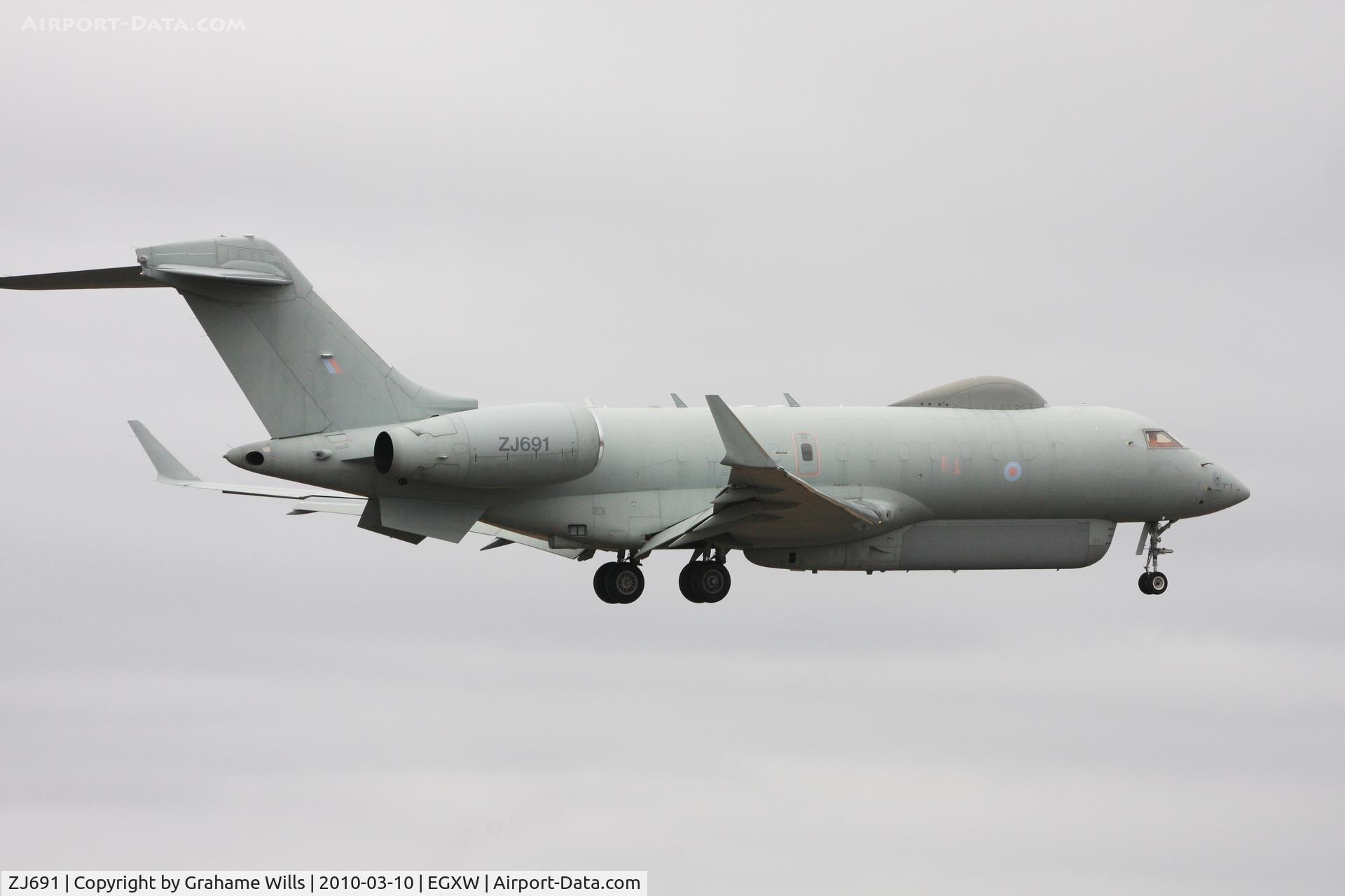 ZJ691, 2002 Bombardier BD-700-1A10 Sentinel R1 C/N 9123, Bombardier Sentinel R1 ZJ691 5 Sqd RAF, Waddington 10/3/10