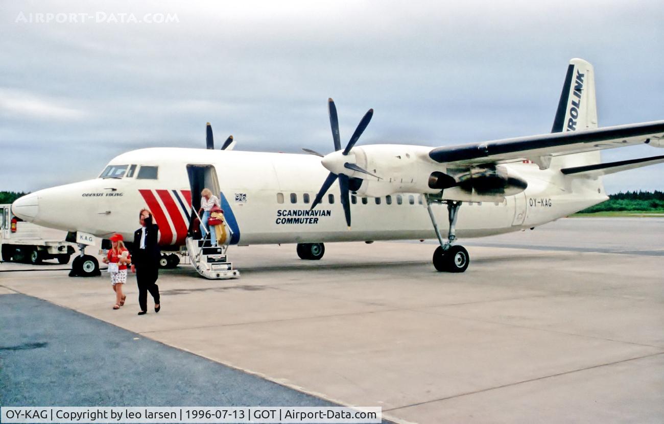 OY-KAG, 1990 Fokker 50 C/N 20185, Gotenburg 13.7.1996