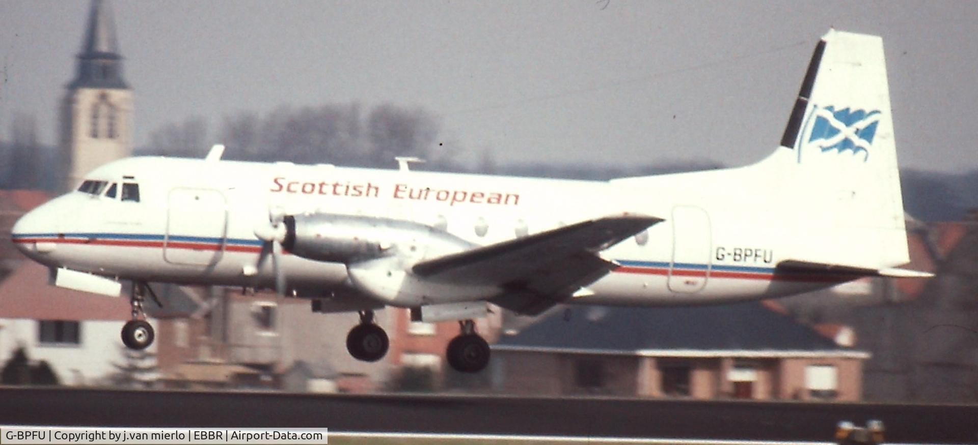 G-BPFU, 1977 Hawker Siddeley HS.748 Series 2A C/N 1757, Landing Brussels 25L
