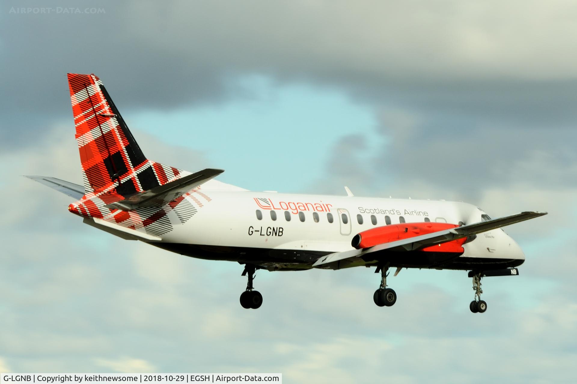G-LGNB, 1990 Saab SF340B C/N 340B-216, Arriving from Edinburgh.