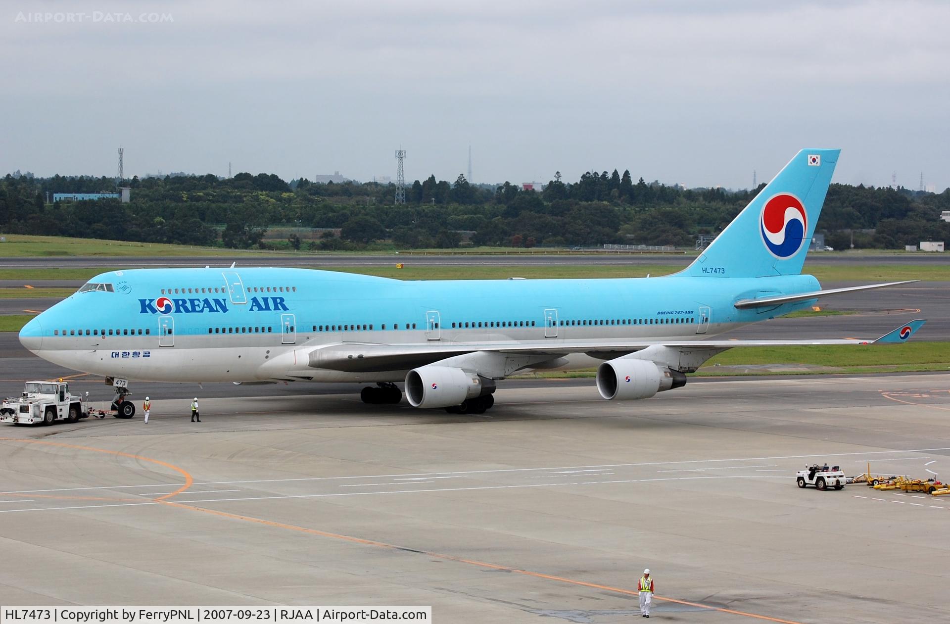 HL7473, 1996 Boeing 747-4B5 C/N 28335, Korean B744 pushed-back