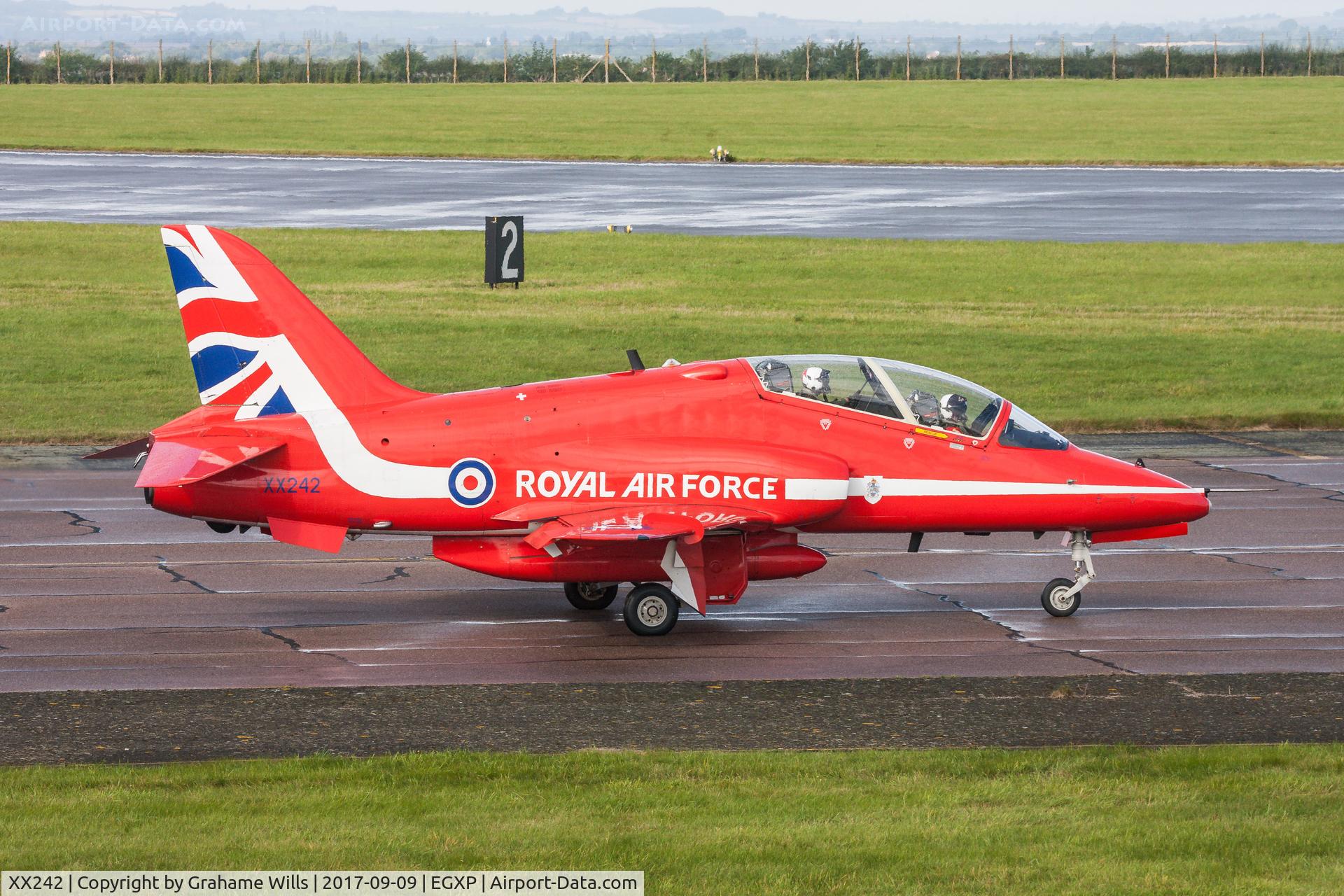 XX242, 1978 Hawker Siddeley Hawk T.1 C/N 078/312078, Hawker Siddeley Hawk T1 XX242 Red Arrows RAF, Scampton 9/9/17