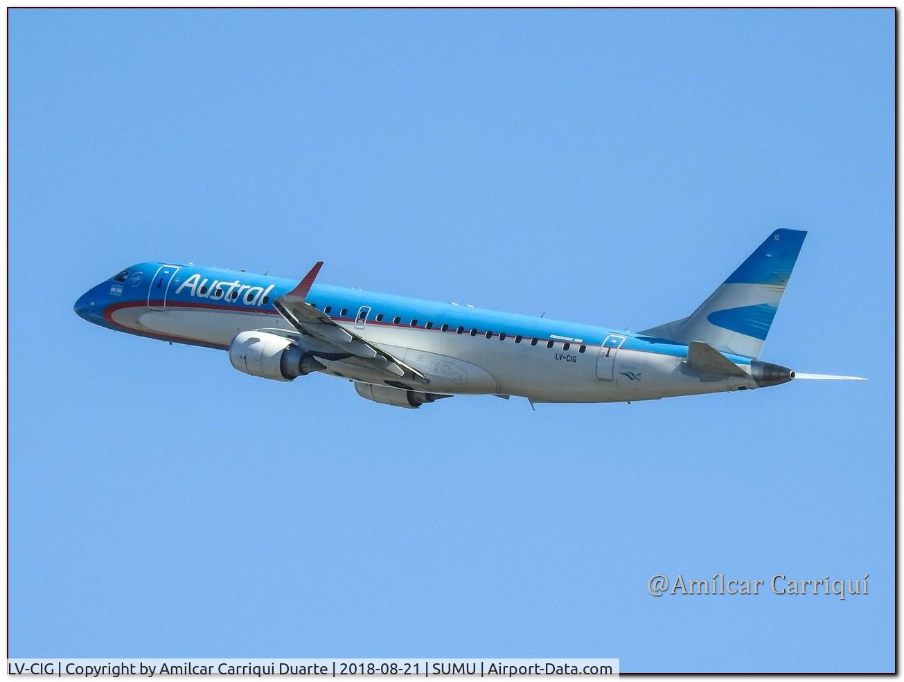 LV-CIG, 2011 Embraer 190AR (ERJ-190-100IGW) C/N 19000427, TakeOff from SUMU