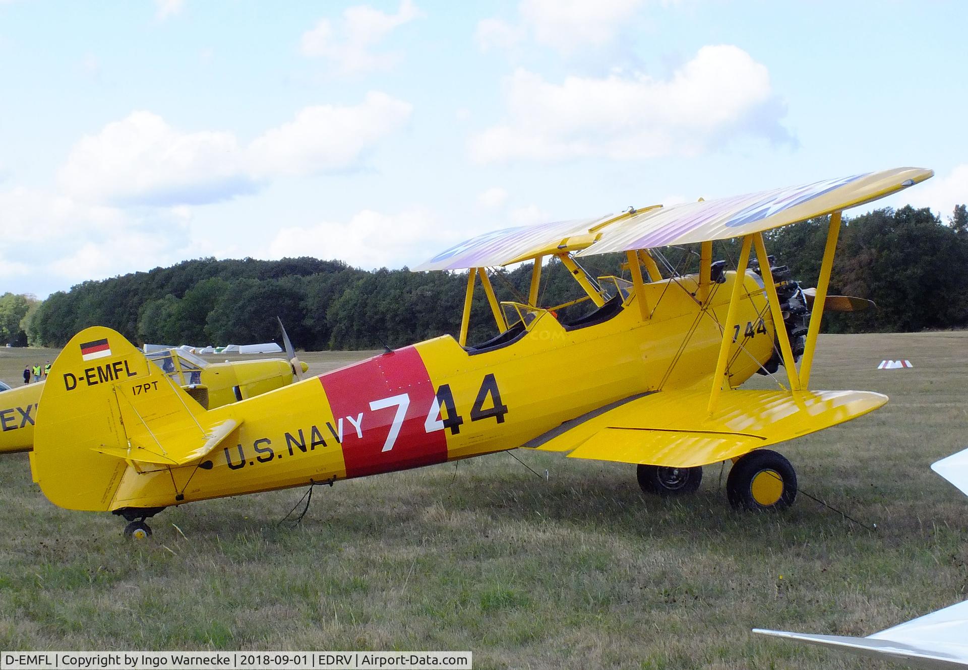 D-EMFL, 1942 Boeing PT-17 Kaydet (A75N1) C/N 75-4695, Boeing (Stearman) PT-17 at the 2018 Flugplatzfest Wershofen