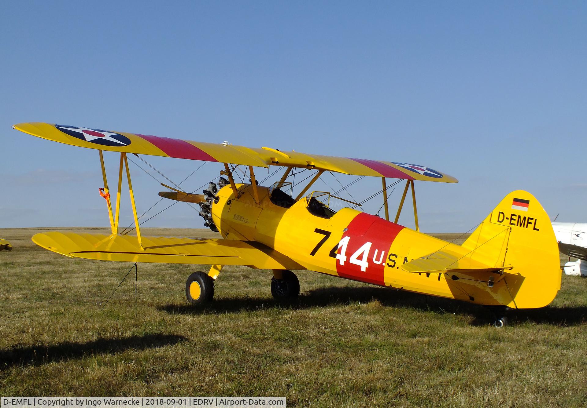 D-EMFL, 1942 Boeing PT-17 Kaydet (A75N1) C/N 75-4695, Boeing (Stearman) PT-17 at the 2018 Flugplatzfest Wershofen