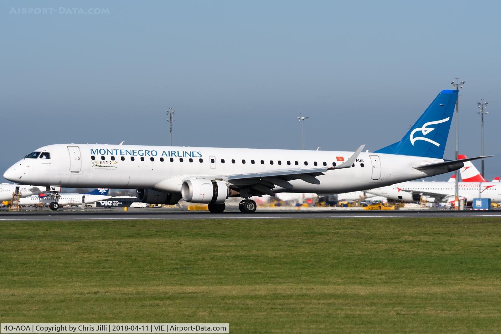 4O-AOA, 2008 Embraer 195LR (ERJ-190-200LR) C/N 19000180, Montenegro Airlines