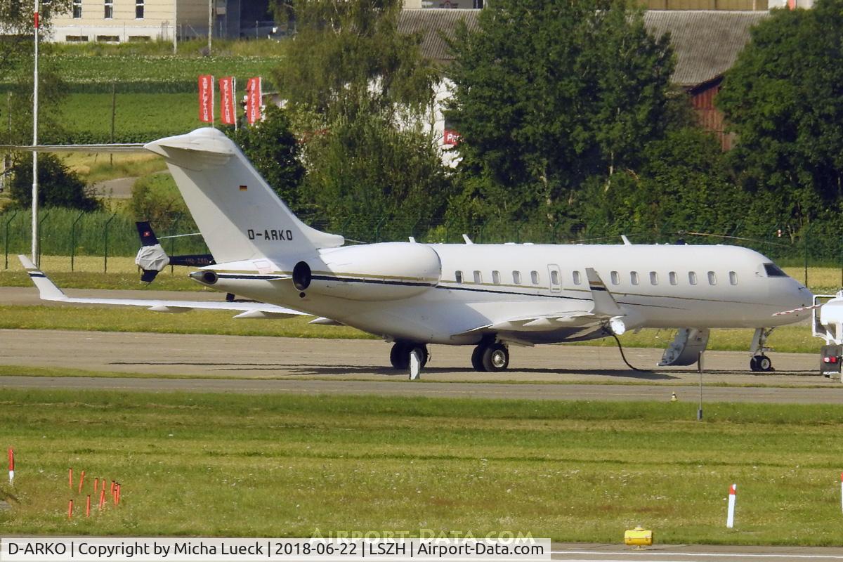 D-ARKO, 2009 Bombardier BD-700-1A10 Global Express C/N 9348, At Zurich
