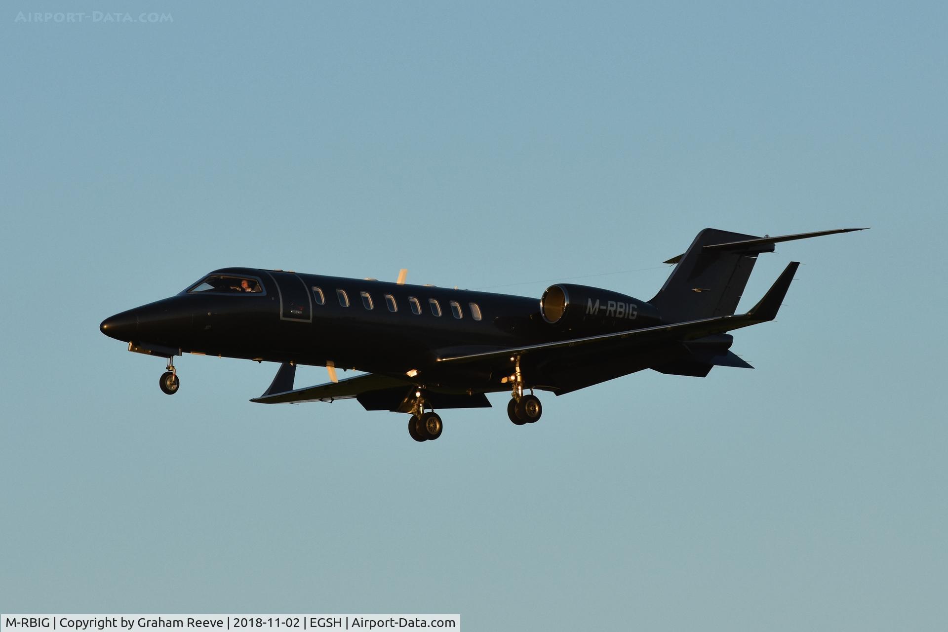 M-RBIG, 2005 Learjet 45 C/N 45-280, Landing at Norwich.