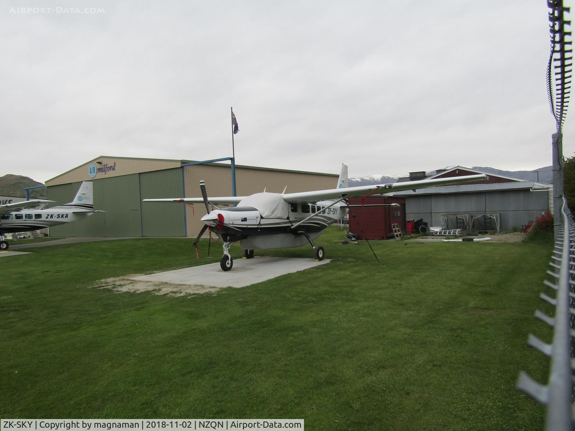 ZK-SKY, 2017 Cessna 208 Caravan C/N 20800605, newish operator plane at queenstown