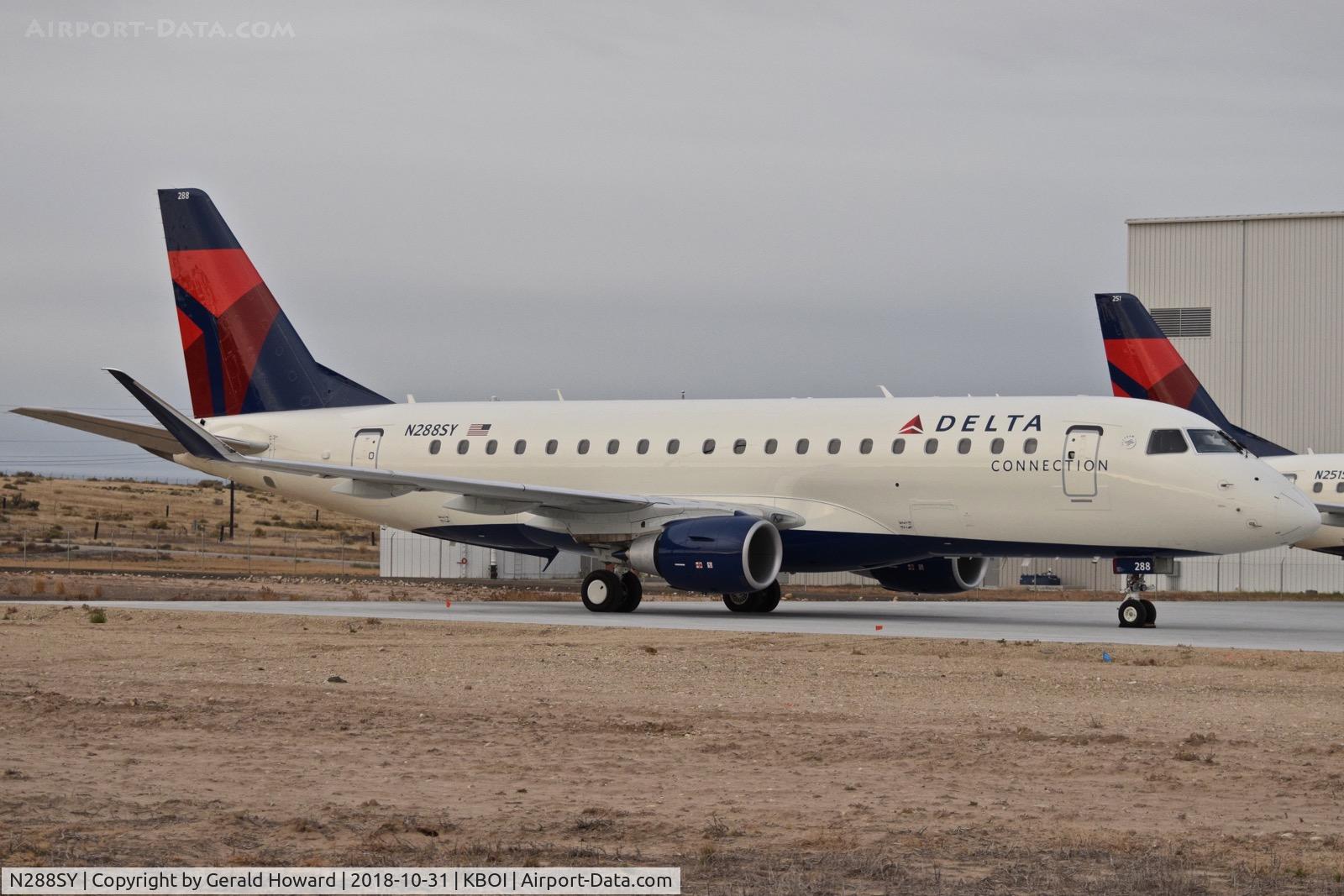 N288SY, 2018 Embraer 175LR (ERJ-170-200LR) C/N 17000754, Parked on the Skywest maintenance ramp after final checks for fleet service.