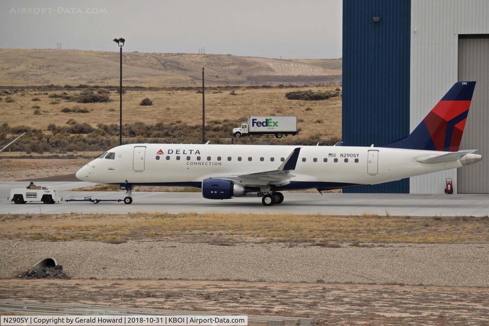 N290SY, 2018 Embraer 175LR (ERJ-170-200LR) C/N 17000758, Parked on the Skywest maintenance ramp for final checks.
