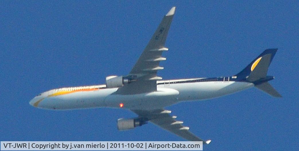 VT-JWR, 2012 Airbus A330-302 C/N 1351, Airborne from Brussels heading West